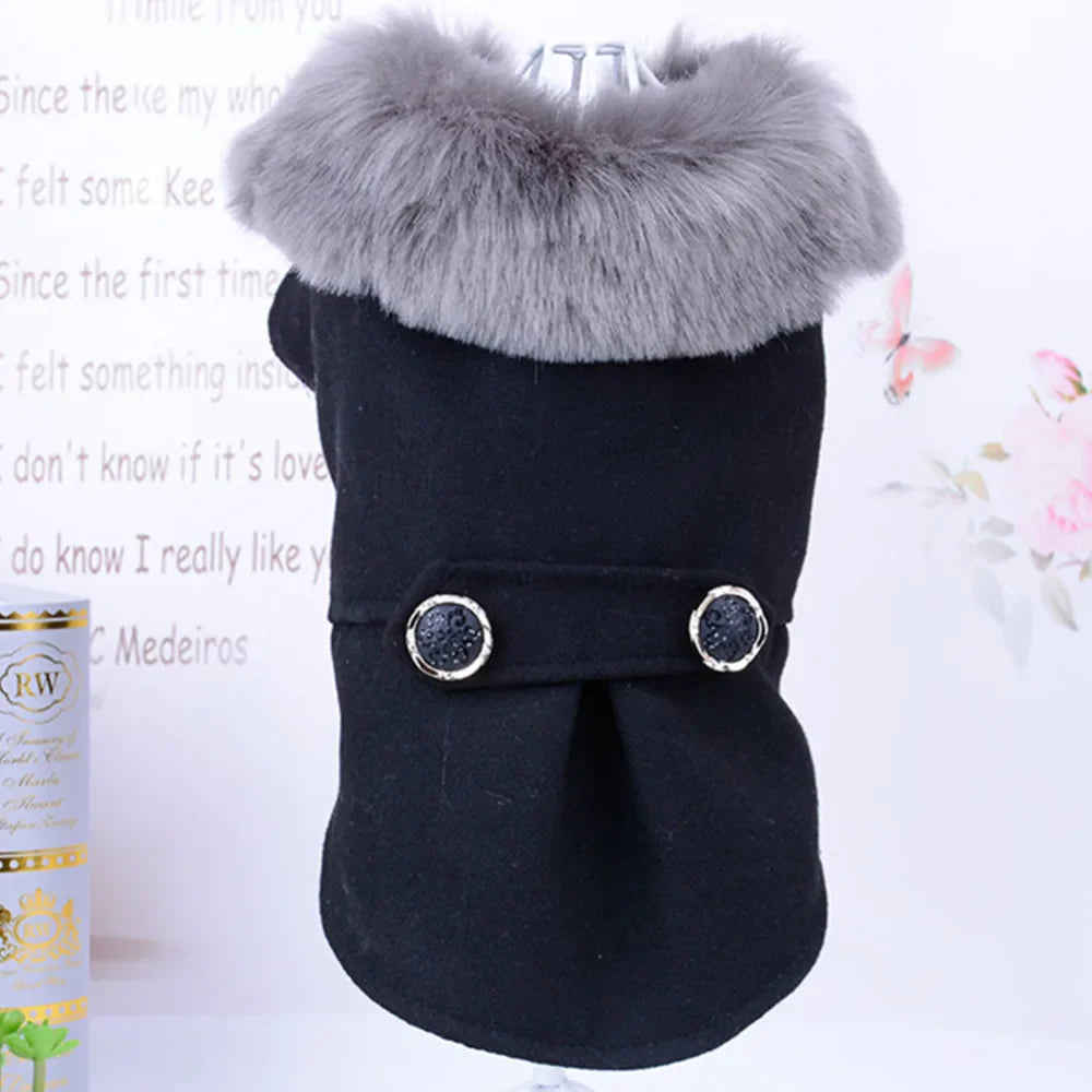 Winter Dog Clothes Pet Cat fur collar Jacket Coat Sweater Warm Padded Puppy Apparel for Small Medium Dogs Pets