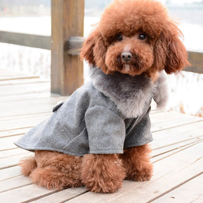 Winter Dog Clothes Pet Cat fur collar Jacket Coat Sweater Warm Padded Puppy Apparel for Small Medium Dogs Pets