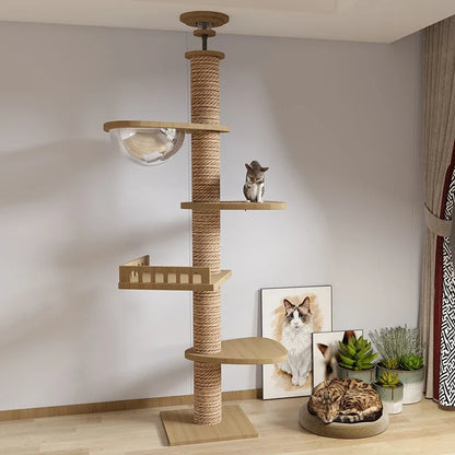 Cat Supplies Wooden Cats Tree House Cat Toys Kitten Climbing Scratching Tower Multifunction Pet Furniture Cat Climbing Frame