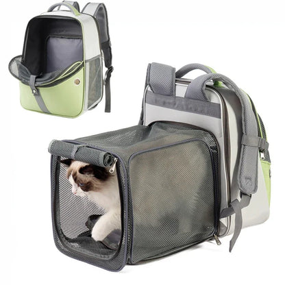 Portable Foldable Pet Carrier Bag Outdoor Cat Dog Breathable Travel Bag Pet Backpack Oxford FabricMesh Travel Collapsible