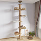 Multifunction Wooden Cat Tree House, Kitten Climbing Toy, Scratching Posts, Tower, Soft Flannel Hammock Bed, Furniture