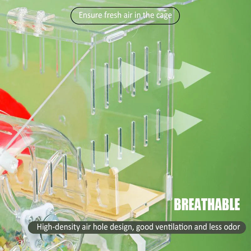 Transparent Hamster Cage Acrylic Hamster Habitat House Breathable Rabbit Chinchilla Guinea Pig Cage Small Animal Breeding Box