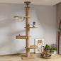 Multifunction Wooden Cat Tree House, Kitten Climbing Toy, Scratching Posts, Tower, Soft Flannel Hammock Bed, Furniture