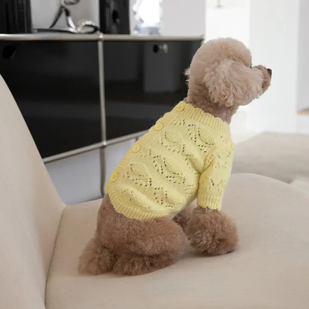 Autumn Winter Pet Knitted Cardigan Soft Cute Arctic Fleece Sweater Cardigan Pet Clothes Cat and Dog Clothing Teddy Bear Coat